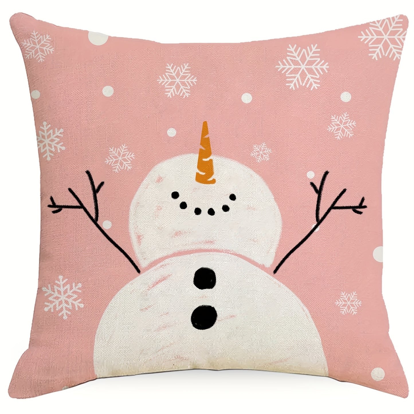 1pc Vibrant Christmas Cartoon Linen Blend Throw Pillow Case, Colorful Square Cushion Cover for Living Room Bedroom Couch Sofa, Single-Sided Printed Decorative Pillowcase with No Pillow Insert