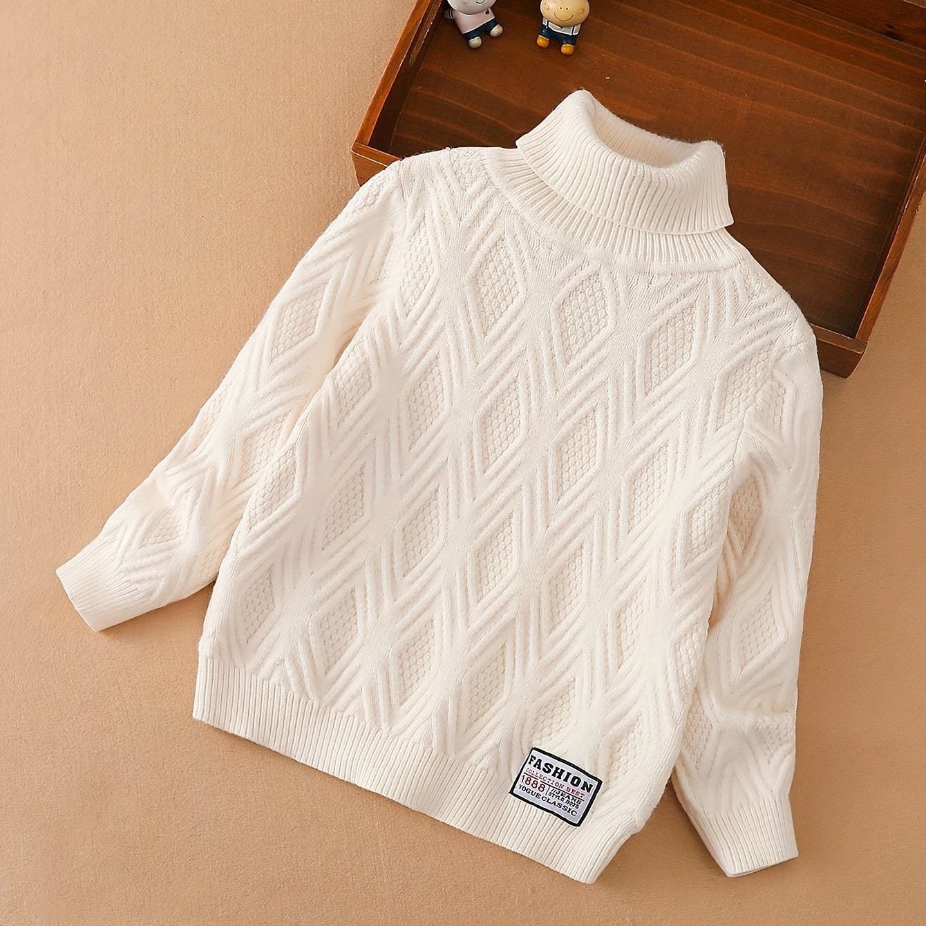 KUYEEBEAR Boys Casual Turtleneck Long Sleeve Knit Pullover Sweater For Fall/Winter