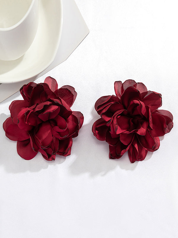 xakxx Solid Color Three-Dimensional Flower Drop Earrings