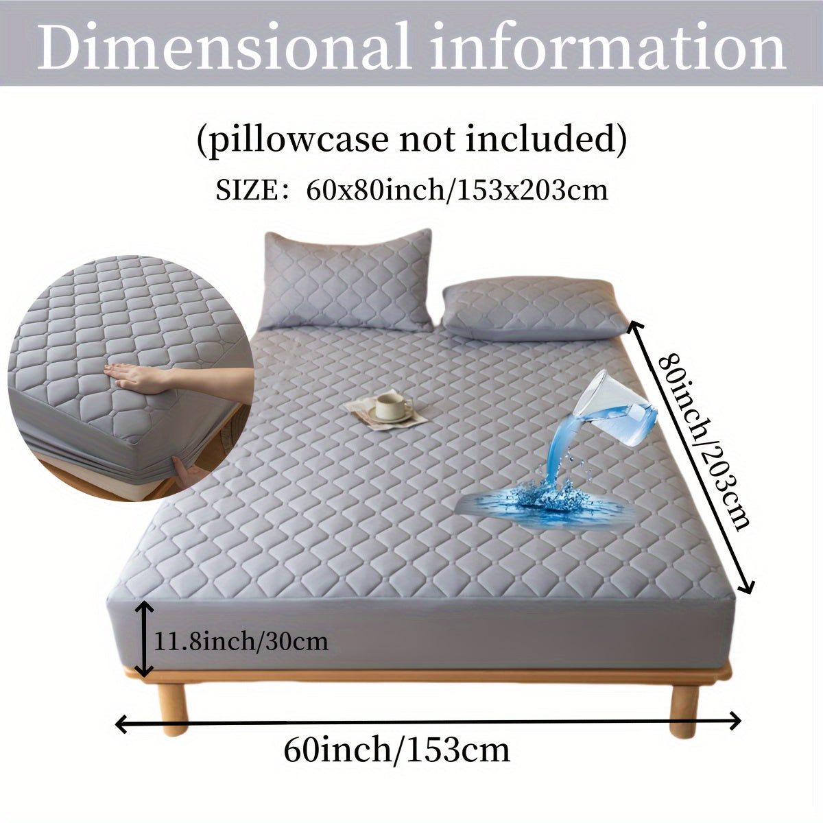 1pc Luxurious Waterproof Mattress Protector - Noiseless, Embossed, Dustproof, Thick, Breathable, Washable, Incontinence Protection - Ideal for Single, Twin, Full, Queen, King Bed Sizes, Bedroom, Guest Room, Apartment, School