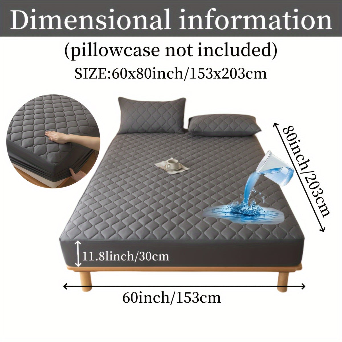 1pc Luxurious Waterproof Mattress Protector - Noiseless, Embossed, Dustproof, Thick, Breathable, Washable, Incontinence Protection - Ideal for Single, Twin, Full, Queen, King Bed Sizes, Bedroom, Guest Room, Apartment, School