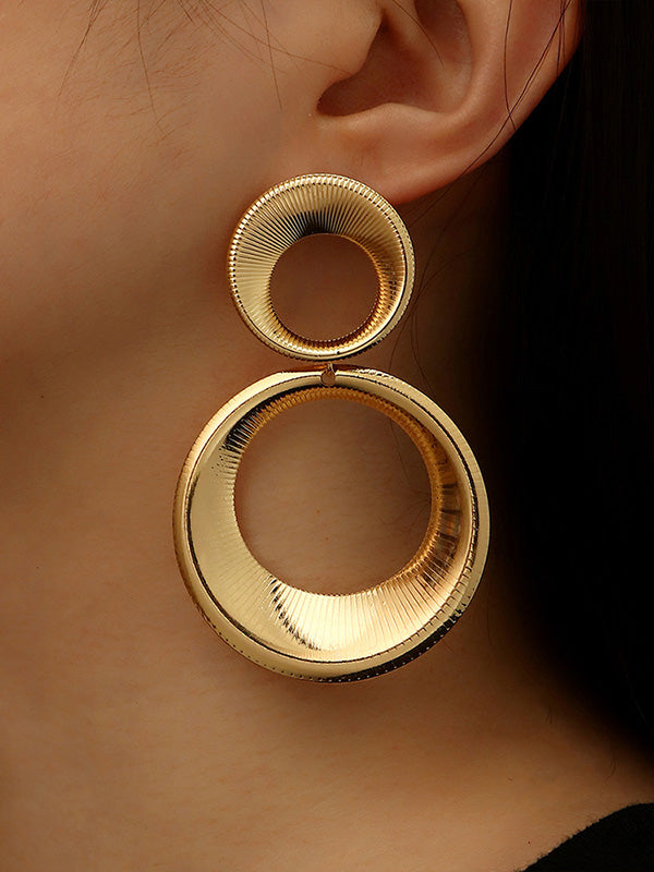 xakxx Statement Hollow Solid Color Geometric Earrings Accessories