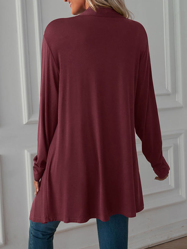 xakxx Long Sleeves Loose Solid Color Statement Collar Outerwear