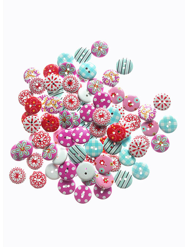 xakxx 100Pcs Colorful Striped Printed Decoration Accessories Round Buttons