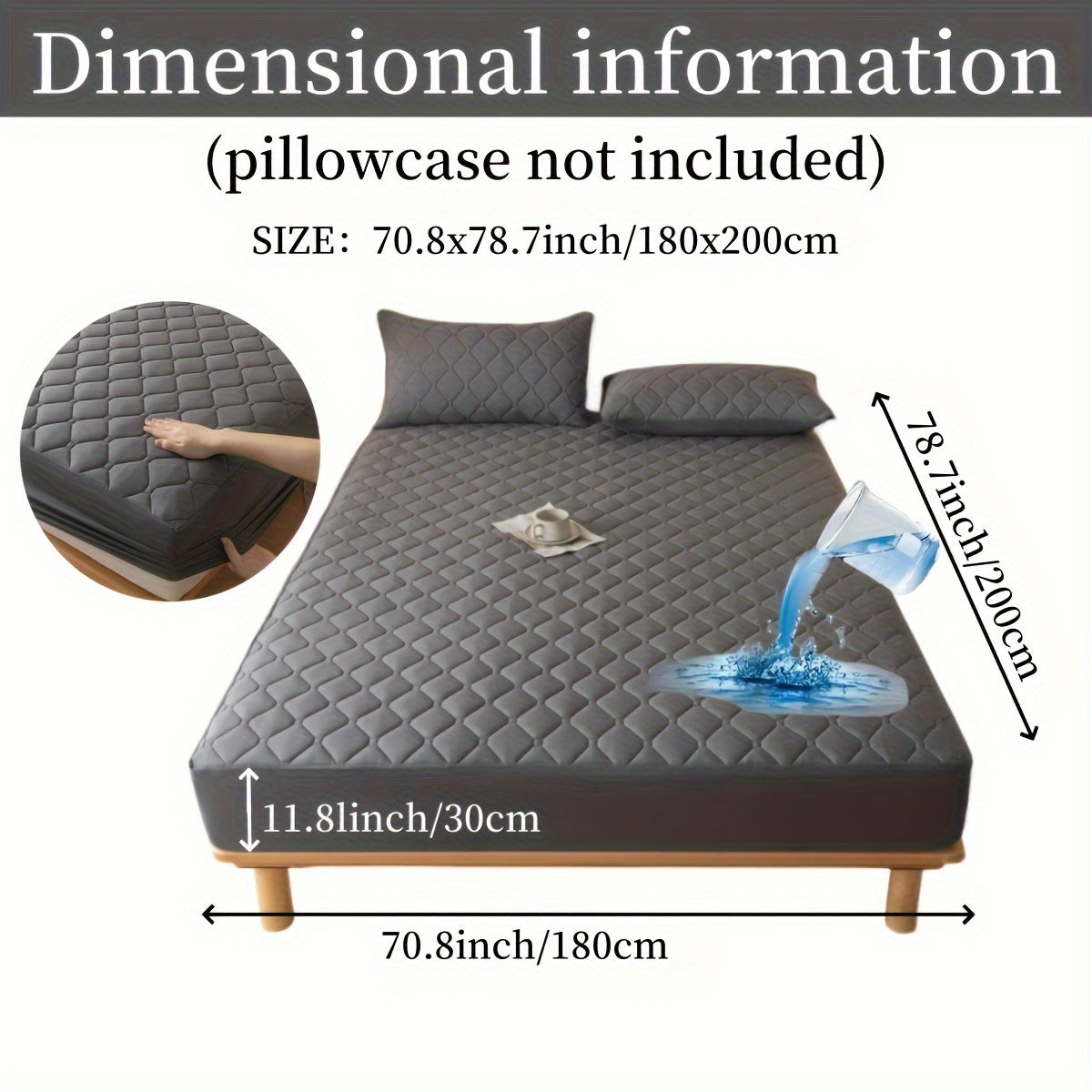 1pc Luxurious Waterproof Mattress Protector - Noiseless, Embossed, Dustproof, Thick, Breathable, Washable, Incontinence Protection - Ideal for Single, Twin, Full, Queen, King Bed Sizes, Bedroom, Guest Room, Apartment, School