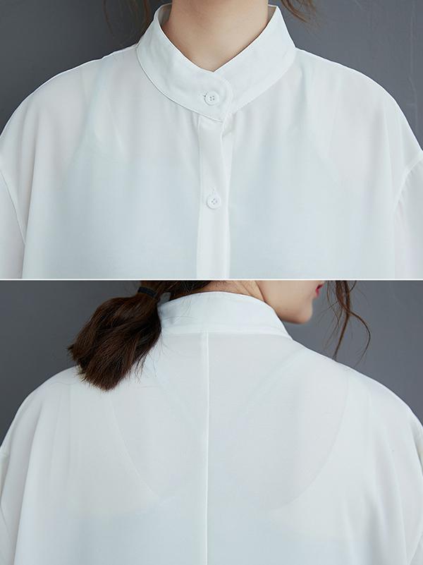 xakxx Loose Split-Joint Hollow Solid Long Blouse