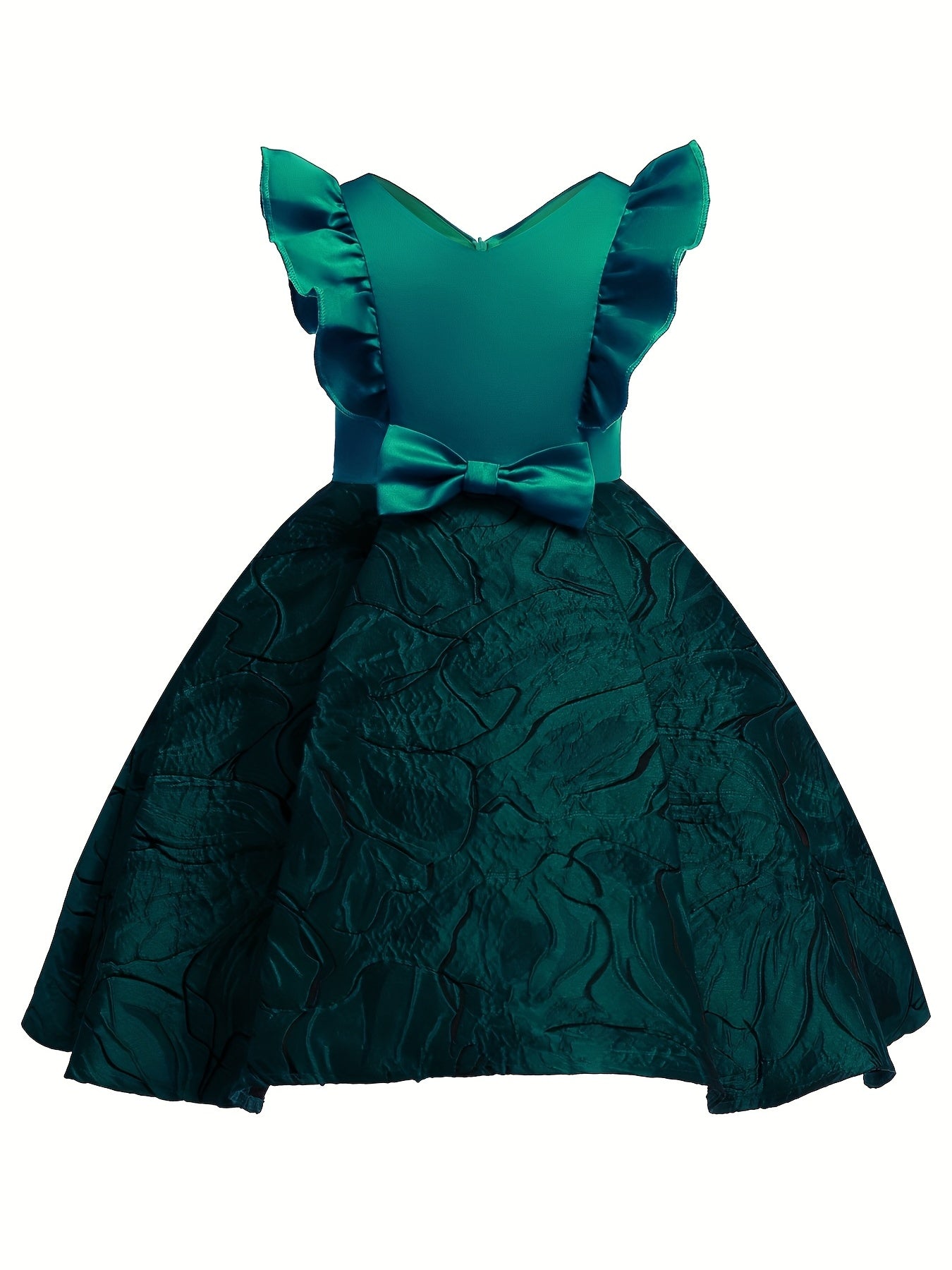 Knee-High Off-the-Shoulder Color Block Pleated Princess Dress for Girls - Sleeveless, Flared Hem, Cotton Lined, Non-Stretch Polyester Fabric, Hand Wash Only - Perfect for Piano Performance, Wedding, Birthday Party, and Evening Occasions