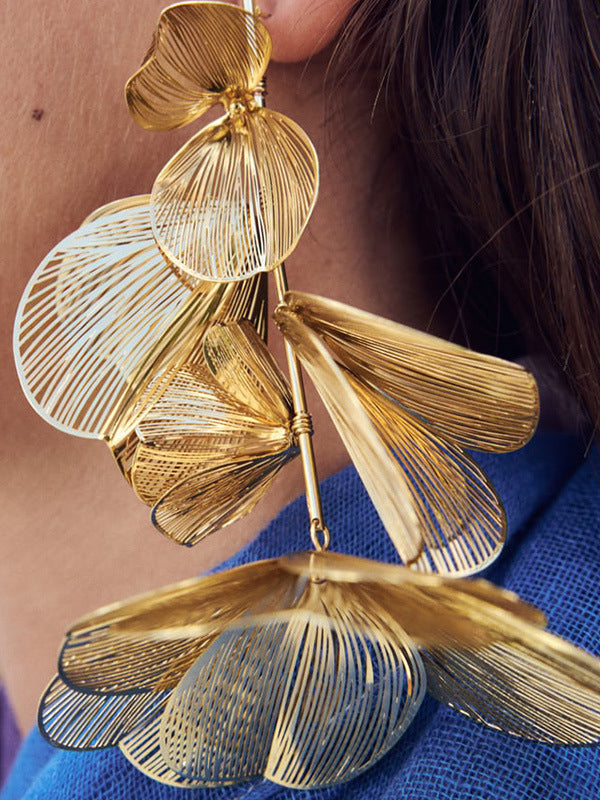 xakxx Solid Color Three-Dimensional Flower Drop Earrings