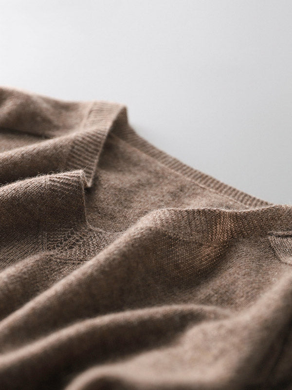 xakxx Urban Solid Color V-Neck Knitting Pullover