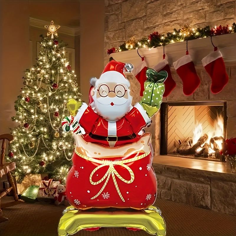 4pcs Christmas Party Balloons Set - Santa Claus, Christmas Tree, Gingerbread Man, Snowman - General Fit, No Electricity Required, Featherless, Ideal for Holiday Decorations