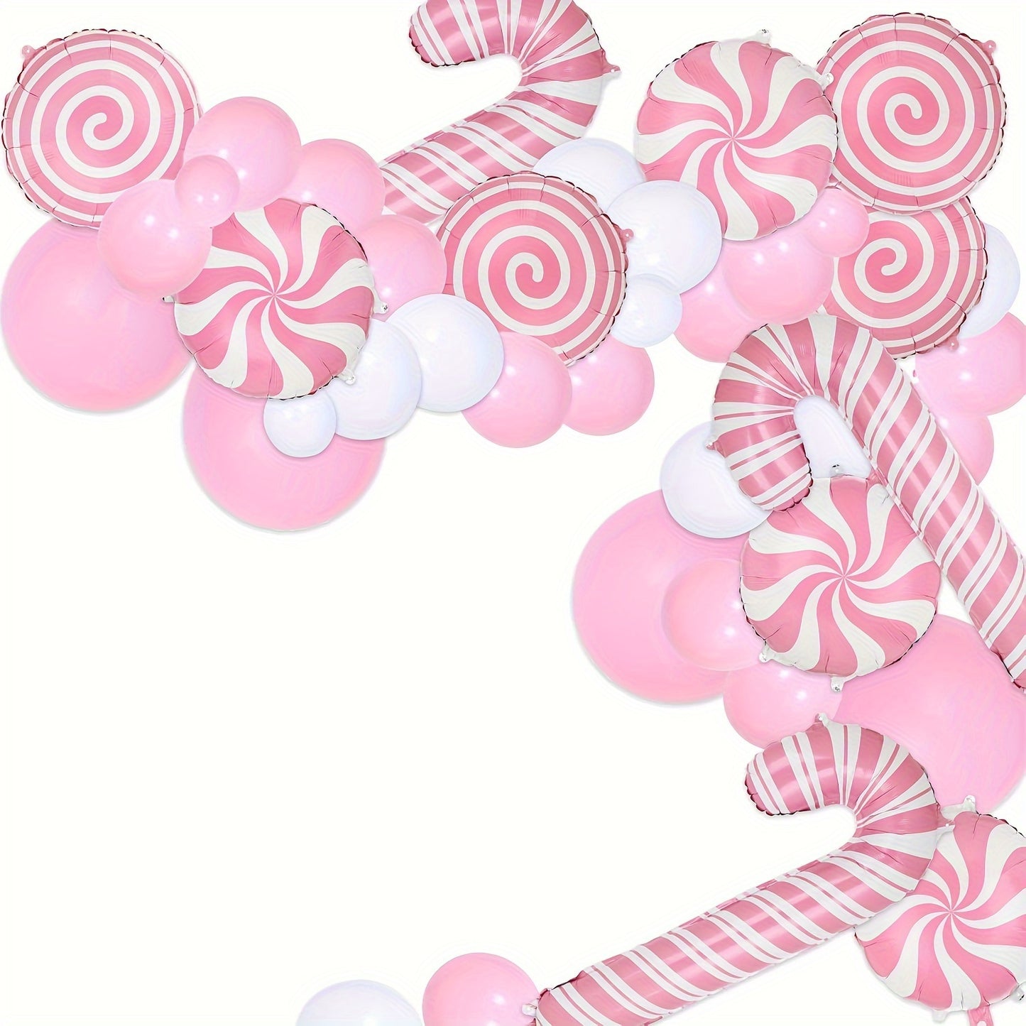 6pcs 18-inch Pink Candy Windmill Round Ball Large Crutch Christmas Stick Balloon Christmas New Year Party Decoration Balloon, Best for Christmas