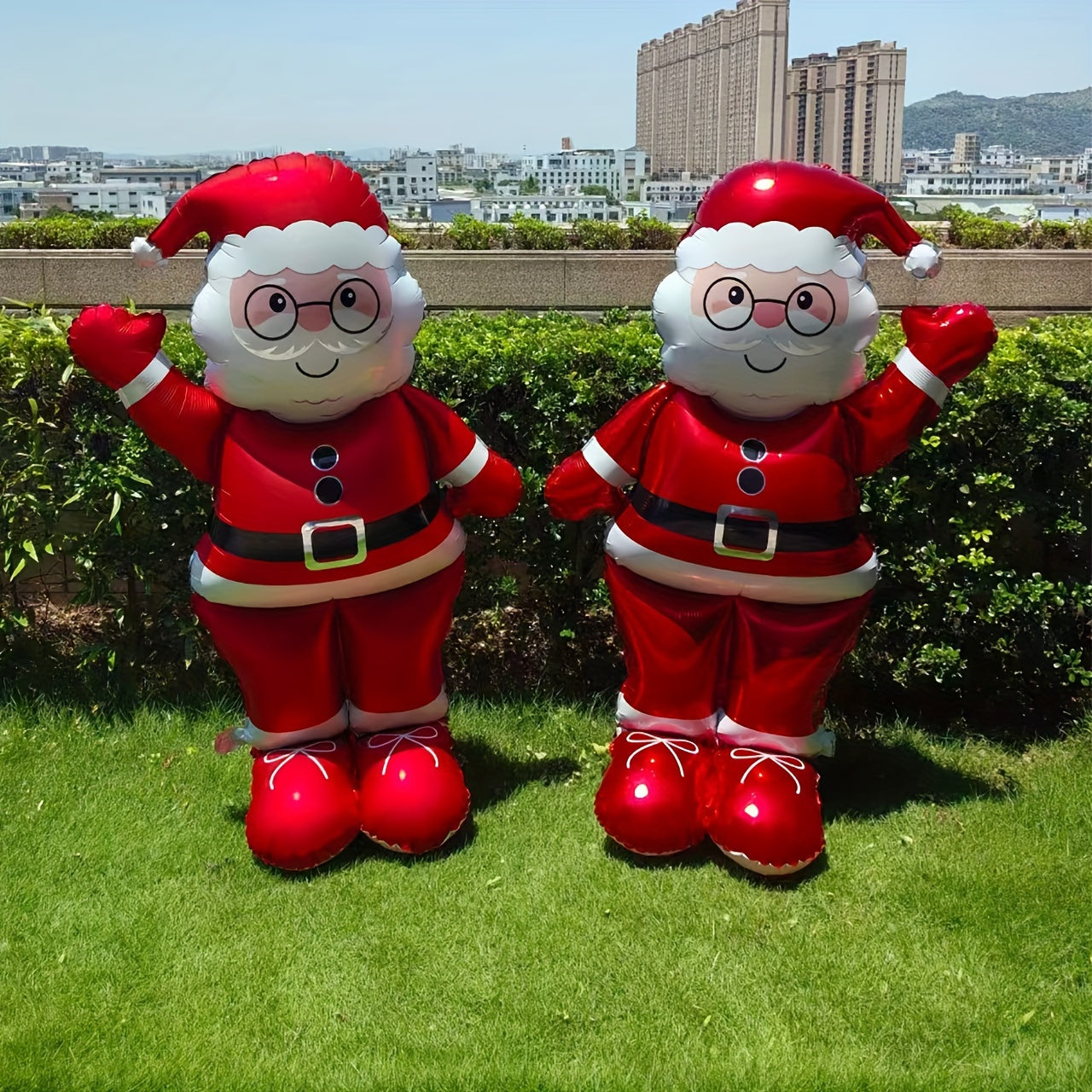 2-Pack Self-Sealing Aluminum Foil Festive Santa Claus Balloons - No Electricity Required for New Year, Carnival, Christmas, Mardi Gras, Easter, Thanksgiving Parties and Events