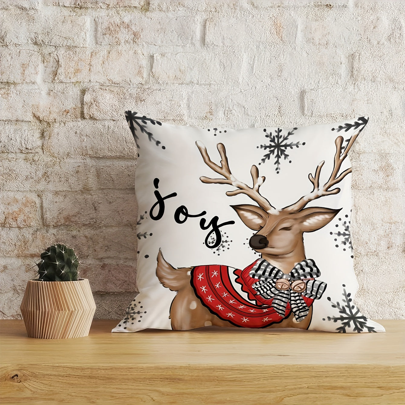 Set of 4 Festive Christmas Throw Pillow Covers - Reversible, Machine Washable, Woven Polyester, Zipper Closure, Contemporary Style - Perfect for Home Decor, Holiday Season, 17.7" and 15.7" Square, Snowman Reindeer Designs