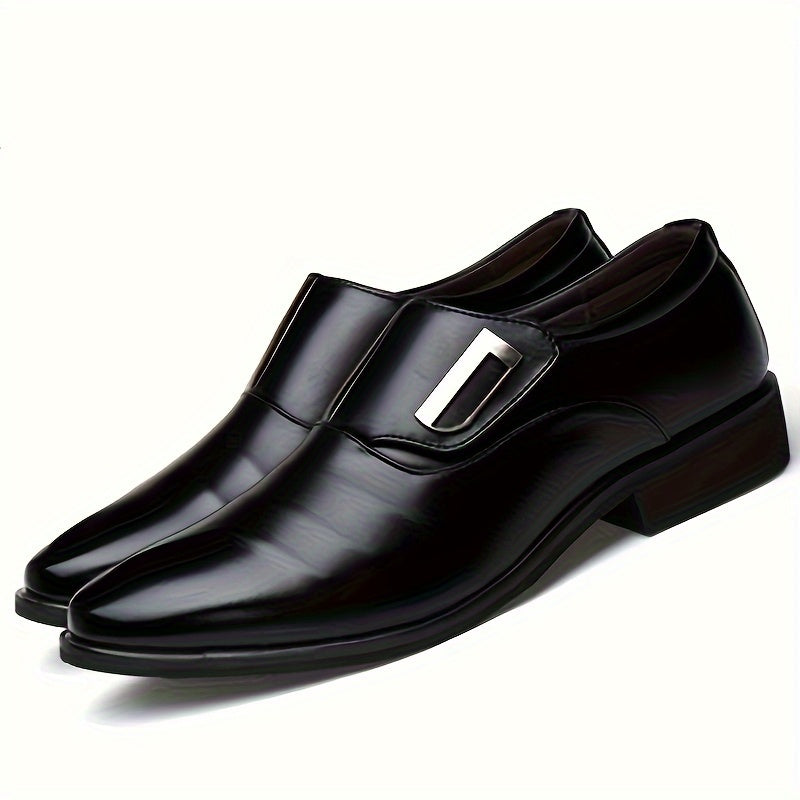 Mens PU Leather Solid Color Slip-On Loafers - Anti-Slip, Breathable, Comfortable EVA Insole, PVC Sole - Perfect for Business, Office, Street Wear in Fall, Spring, Summer, Winter