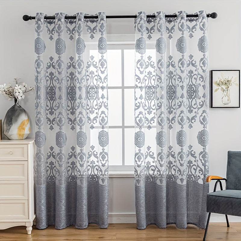 1pc Exquisite Jacquard Embroidered Window Sheer Curtain - Soft, Stylish, and Breathable Window Treatment for Living Room, Bedroom, and Balcony - Elevate Your Home Decor with Luxurious Textures and Natural Light Filtering