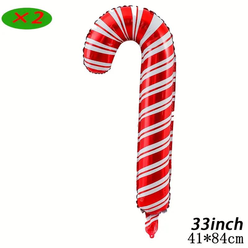 2pcs Red & White Candy Cane Foil Balloons for Christmas, Valentine's Day & New Year's Celebrations - Perfect for Holiday Parties & Home Decor