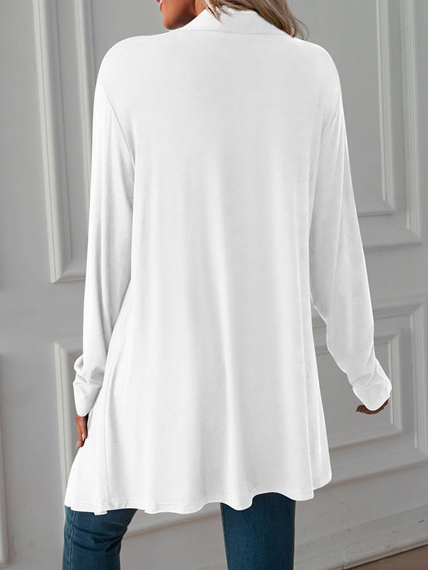 xakxx Long Sleeves Loose Solid Color Statement Collar Outerwear