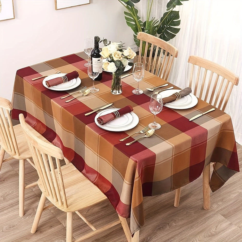 1pc Vintage-Inspired Red Plaid Tablecloth - Stylish, Water-Resistant, and Easy-to-Clean Decoration for Picnic, Party, Wedding, Indoor, and Outdoor Events - Adds Rustic Charm to Your Kitchen and Dining Area