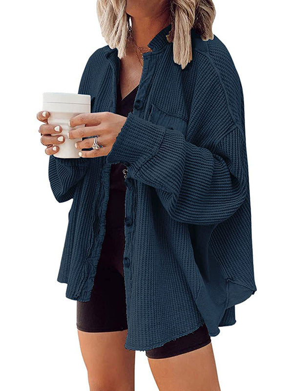 xakxx Vintage Loose Irregular Solid Color With Pockets Jackets