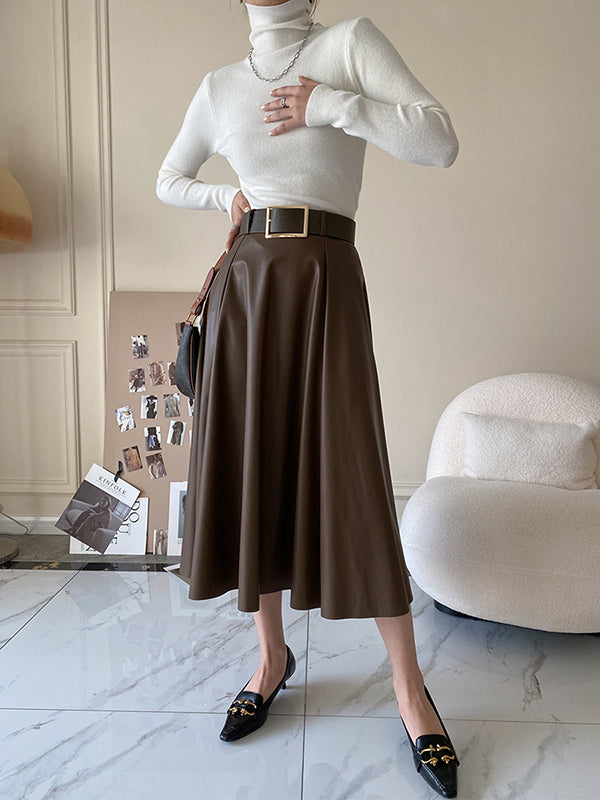 xakxx Simple Skinny Long Sleeves Solid Color High-Neck Pullovers