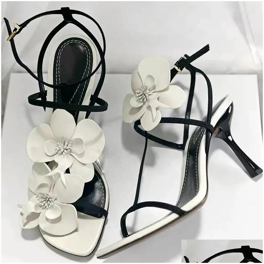 Sandals Flower Luxury Designer High Heels Women Fashion Female Summer Slingback Brand Party Dress Drop Delivery Shoes Accessories Dhras