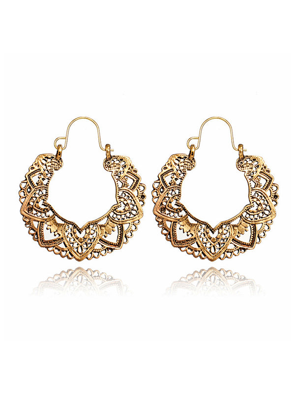xakxx Vintage Alloy Hollow Flower Earrings
