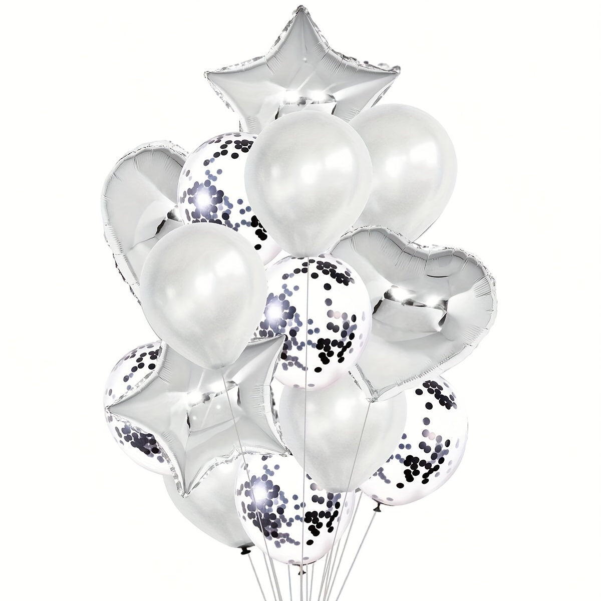 14pcs Rose Golden Balloon Set: Perfect for Weddings, New Year, Christmas, Bridal Showers, Birthdays, And More - Includes 18" Stars, 18" Hearts, 12" Polka Dot Balloons, And 12" Plain Balloons