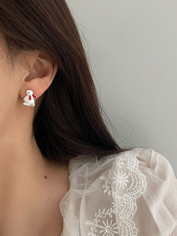 xakxx Cute Love Rabbit Shape Asymmetric Earrings