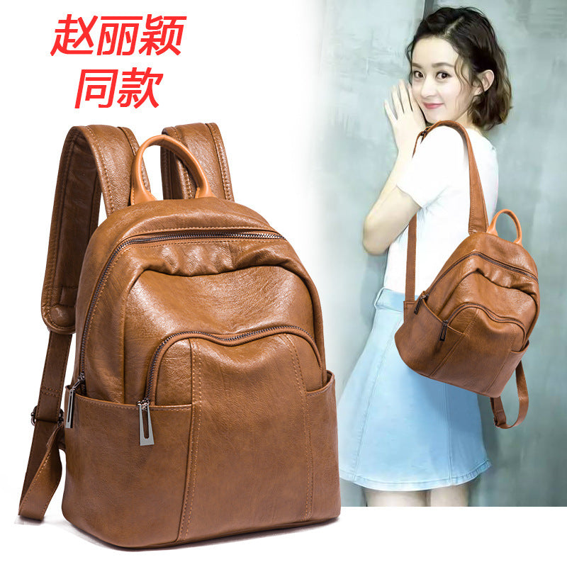 2025 popular new New schoolbag women's fashion trend Korean version women's pu backpack women's bag leisure backpack travel bag