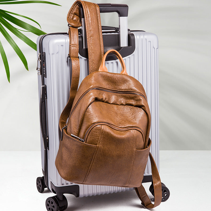 2025 popular new New schoolbag women's fashion trend Korean version women's pu backpack women's bag leisure backpack travel bag