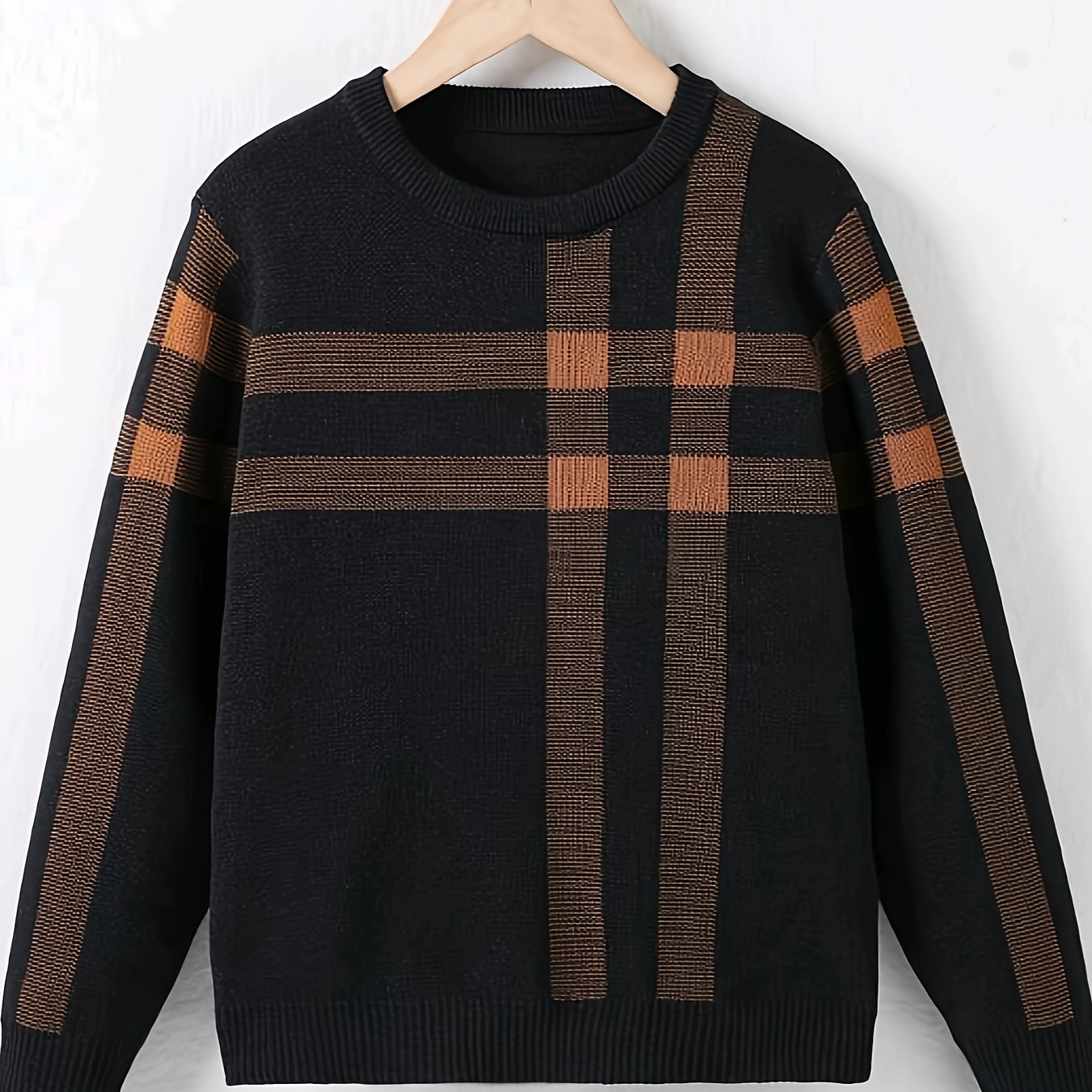 Boys Knit Pullover Sweater - Geometric Pattern, Long Sleeve, Spring/Autumn, Casual Regular Fit