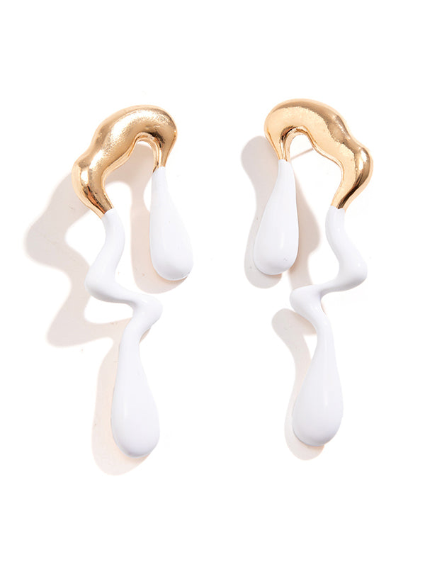 xakxx Contrast Color Geometric Drop Earrings