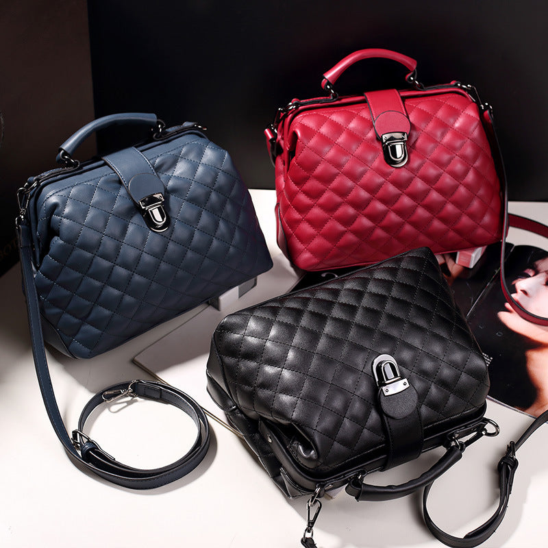 2025 new women's bag popular fashion versatile women's bag embroidered doctor bag fashion trend oblique span shoulder handbag
