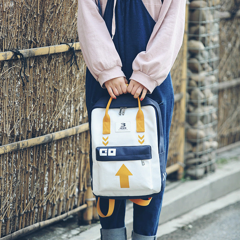 INS Schoolbag Female Japanese-Style Retro Graffiti Contrast Color Backpack Early South Korea/High School Student Backpack Fresh Literature and Art Bag