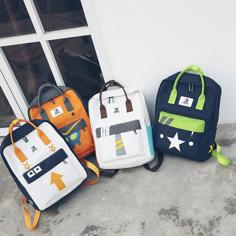 INS Schoolbag Female Japanese-Style Retro Graffiti Contrast Color Backpack Early South Korea/High School Student Backpack Fresh Literature and Art Bag
