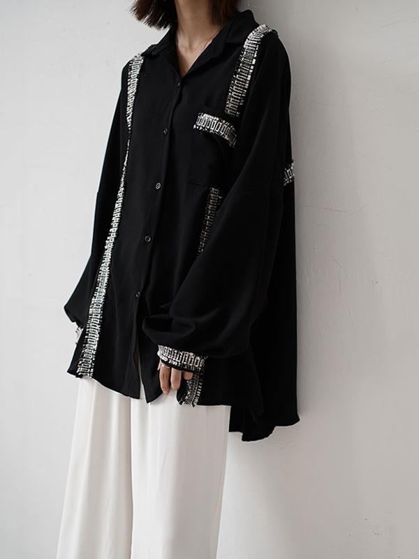 xakxx Loose Cropped Black Light Shirts Blouses