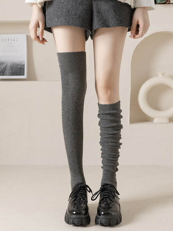 xakxx Wool Solid Color Leg Warmers Accessories