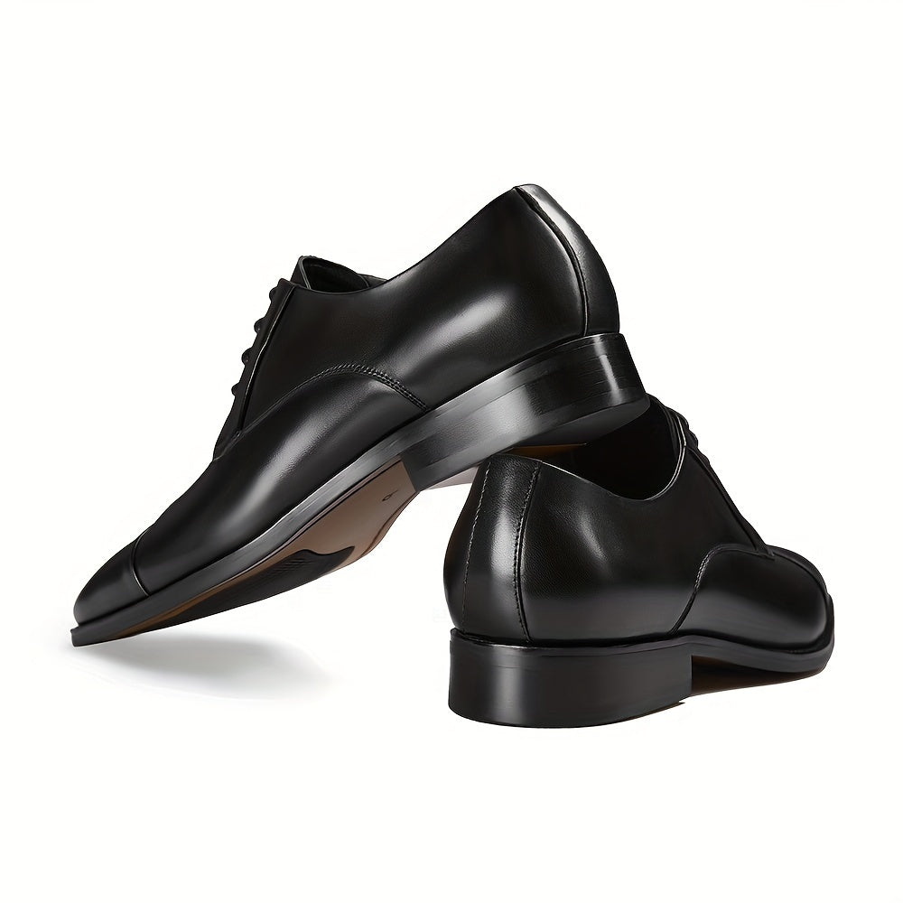 Men's Leather Oxford Shoes Lace-up Front Dress Shoes For Men Cap Toe Business Formal Black Tie Leather Shoes for Men
