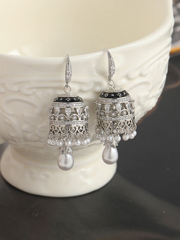 xakxx Geometric Hollow Tasseled Drop Earrings