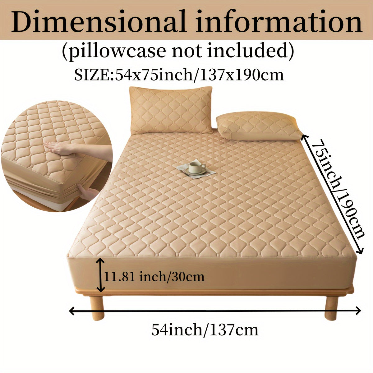 1pc Luxurious Waterproof Mattress Protector - Noiseless, Embossed, Dustproof, Thick, Breathable, Washable, Incontinence Protection - Ideal for Single, Twin, Full, Queen, King Bed Sizes, Bedroom, Guest Room, Apartment, School