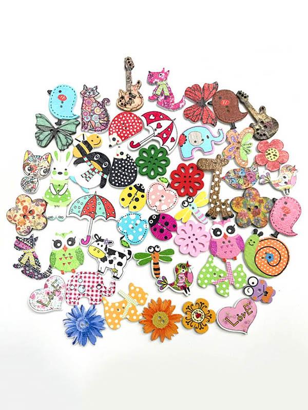 xakxx Colorful Cartoon Animal Pattern Buttons