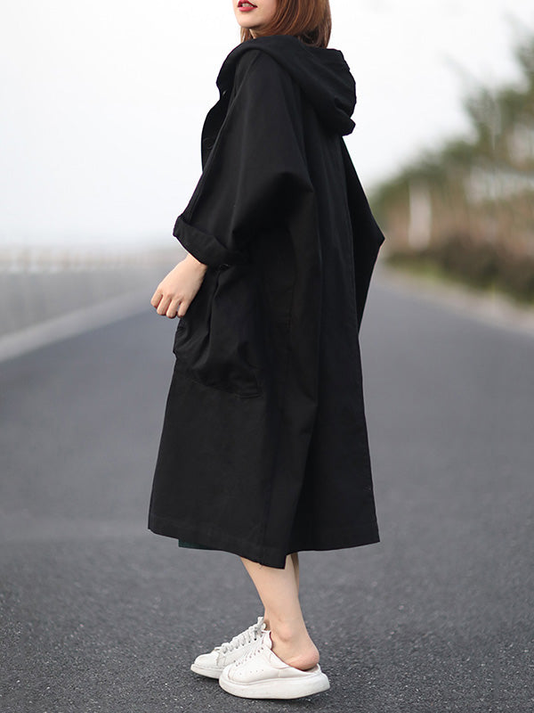 xakxx Original Solid Hooded Long Sleeve Outerwear&Coat