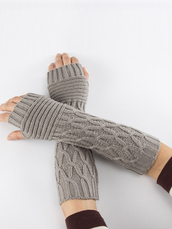 xakxx Solid Color Keep Warm Jacquard Knitted Sleevelet