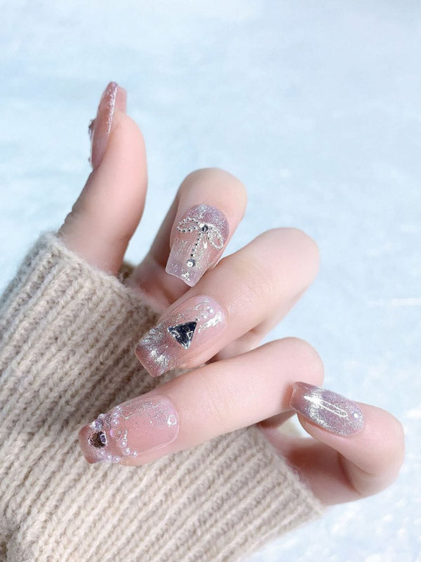 xakxx Detachable Gradient Rhine Stones Press-On Nails