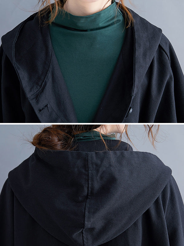 xakxx Loose Hooded Trench Long Coat