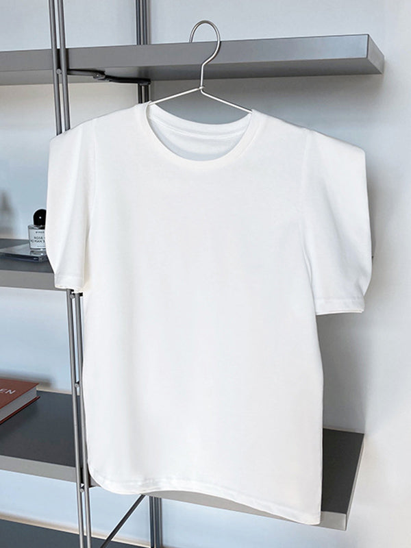 xakxx Original Puff Sleeve Round-Neck Casual T-Shirts