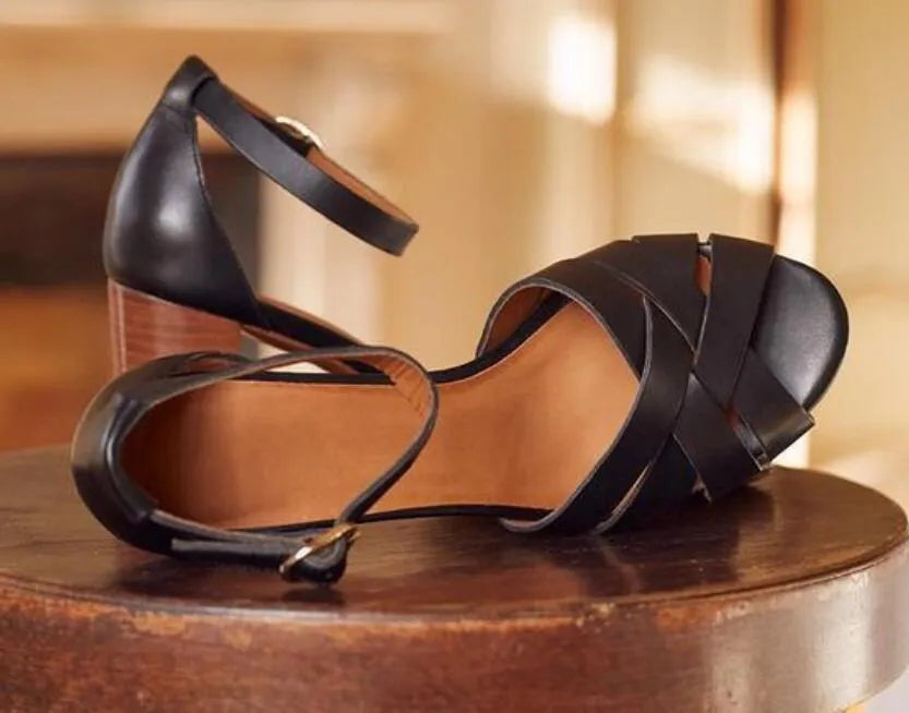 European and American style summer new products, foreign trade high heels, thick heels, buckle strap sandals, large size