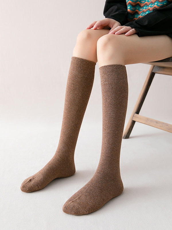 xakxx Casual Keep Warm Solid Color Socks Accessories