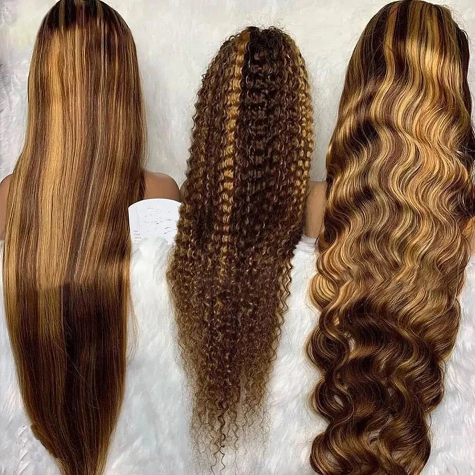 Highlight Wig 13x6 Hd Lace Frontal Wigs Ombre Body Wave Lace Front Wig Human Hair Pre Plucked 13x4 360 Glueless Full Lace Wigs