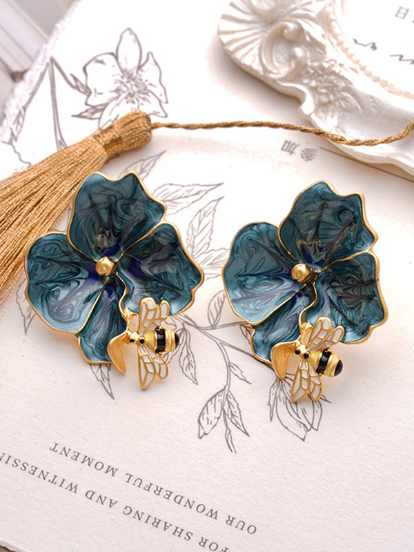 xakxx Bee Shape Flower Shape Earrings Accessories